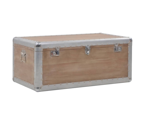 Caja de almacenaje madera maciza abeto marrón 91x52x40 cm