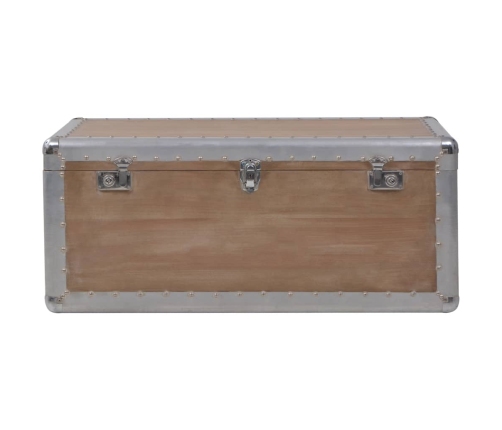 Caja de almacenaje madera maciza abeto marrón 91x52x40 cm