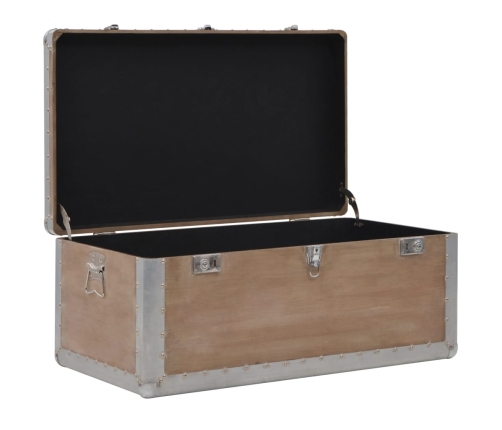 Caja de almacenaje madera maciza abeto marrón 91x52x40 cm