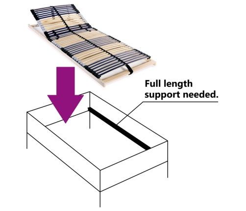 vidaXL Somier de láminas con 42 listones 7 regiones 90x200 cm