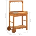 Carrito de cocina exterior madera maciza acacia 92x43,5x141,5cm