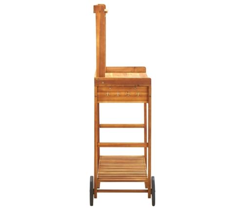 Carrito de cocina exterior madera maciza acacia 92x43,5x141,5cm