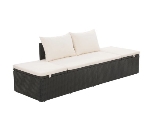 Cama de jardín 195x60 cm ratán sintético negro