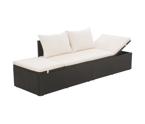 Cama de jardín 195x60 cm ratán sintético negro