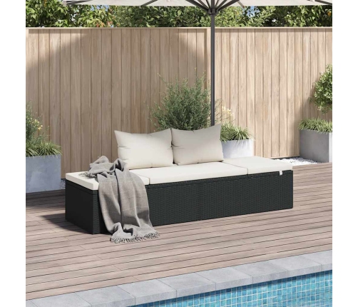 Cama de jardín 195x60 cm ratán sintético negro