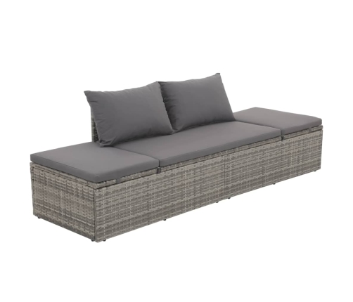 Cama de jardín 195x60 cm ratán sintético gris