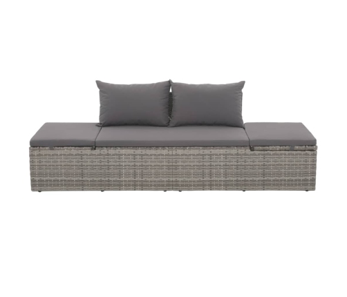 Cama de jardín 195x60 cm ratán sintético gris