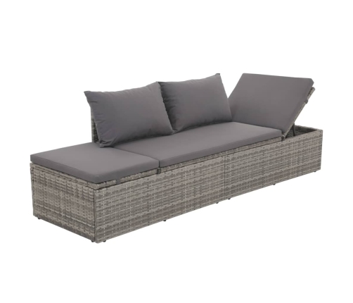 Cama de jardín 195x60 cm ratán sintético gris