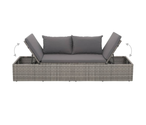 Cama de jardín 195x60 cm ratán sintético gris