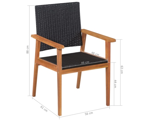 Set de comedor de jardín 5 pzas ratán sintético negro y marrón