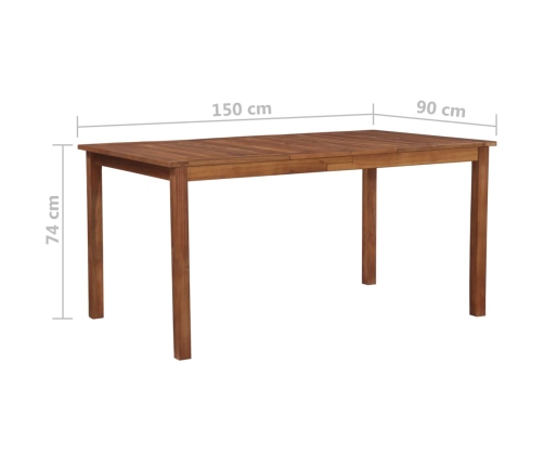 Mesa de jardín madera maciza de acacia 150x90x74 cm