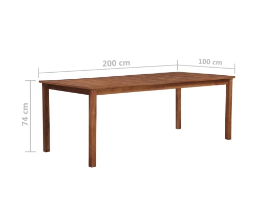 Mesa de jardín madera maciza de acacia 200x100x74 cm