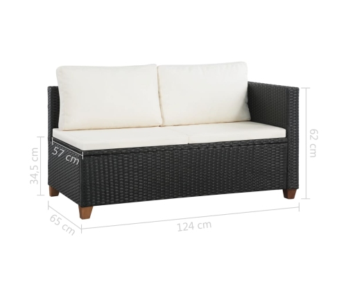 Set de muebles de jardín 4 pzas y cojines ratán sintético negro