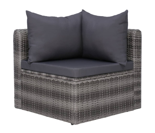 Set de sofás de jardín 7 piezas y cojines ratán sintético gris
