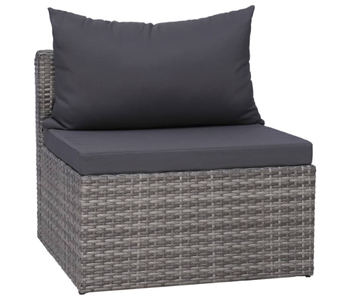 Set de sofás de jardín 7 piezas y cojines ratán sintético gris