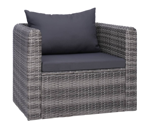 Set de sofás de jardín 7 piezas y cojines ratán sintético gris