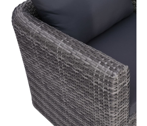 Set de sofás de jardín 7 piezas y cojines ratán sintético gris