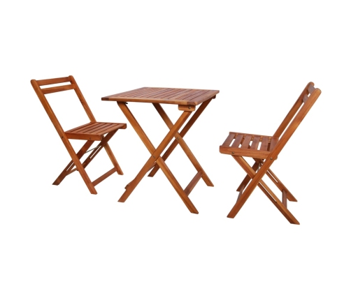 Mesa y sillas bistró plegables 3 pzas madera maciza de acacia