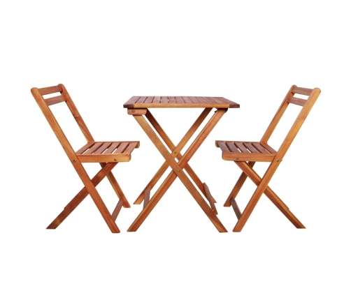 Mesa y sillas bistró plegables 3 pzas madera maciza de acacia