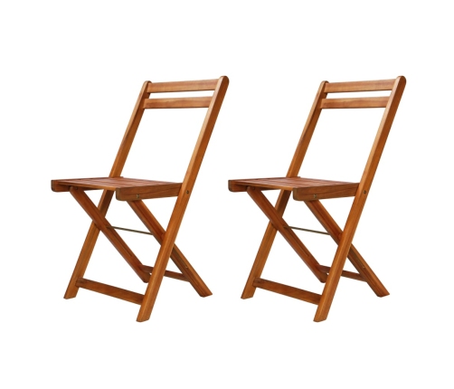 Mesa y sillas bistró plegables 3 pzas madera maciza de acacia