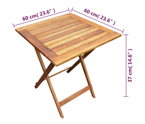 Mesa y sillas bistró plegables 3 pzas madera maciza de acacia
