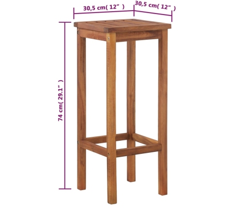 vidaXL Taburetes de cocina 2 unidades madera maciza de acacia