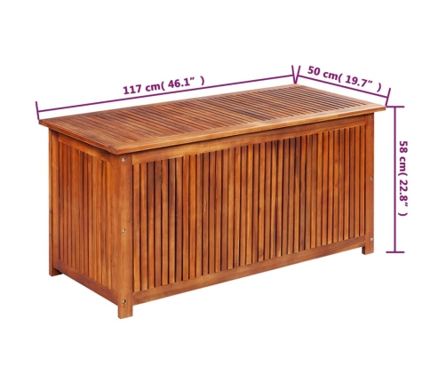 Caja de almacenaje de jardín 117x50x58 cm madera maciza acacia