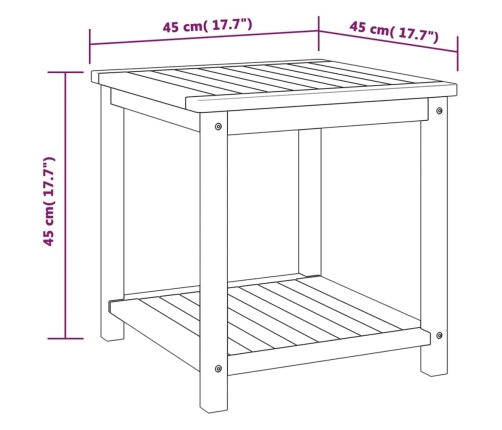 Mesa auxiliar de madera maciza de acacia 45x45x45 cm