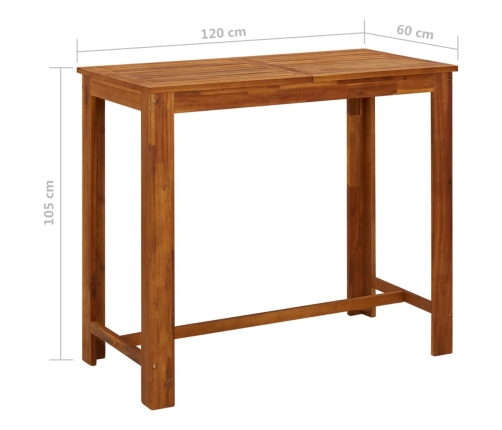 vidaXL Mesa de bar de madera de acacia maciza 120x60x105 cm