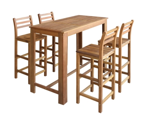 Set mesa de bar y sillas 5 piezas de madera de acacia maciza