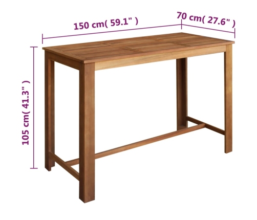 Set mesa de bar y taburetes 7 piezas de madera de acacia maciza