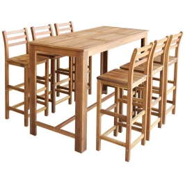 Set mesa de bar y sillas 7 piezas de madera de acacia maciza