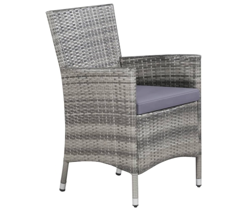 Set de comedor de jardín 11 pzas y cojines ratán sintético gris