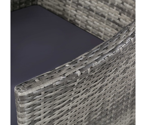 Set de comedor de jardín 11 pzas y cojines ratán sintético gris