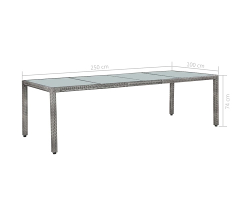 Set de comedor de jardín 11 pzas y cojines ratán sintético gris