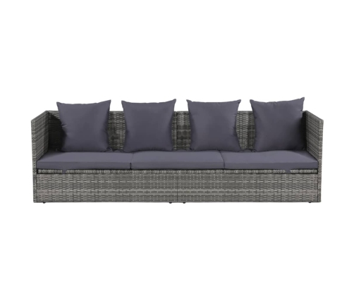 Cama de jardín 200x60 cm ratán sintético gris