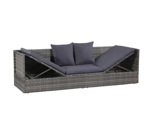 Cama de jardín 200x60 cm ratán sintético gris