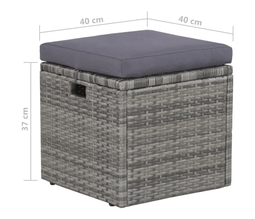 Set de muebles de jardín 6 pzas y cojines ratán sintético gris