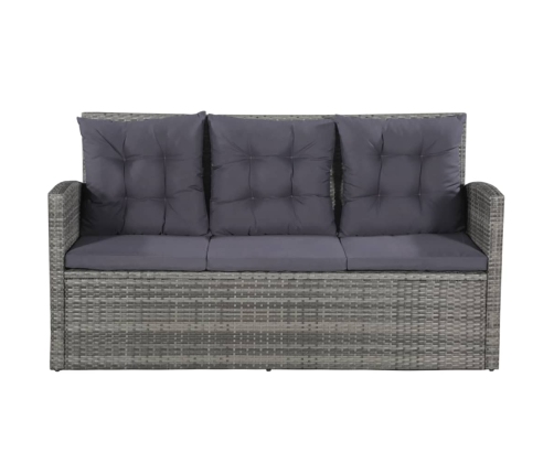 Set de muebles de jardín 6 pzas y cojines ratán sintético gris