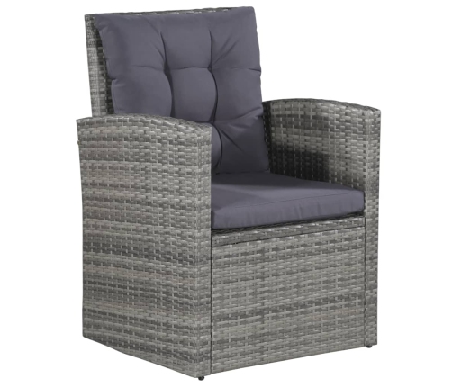 Set de muebles de jardín 6 pzas y cojines ratán sintético gris