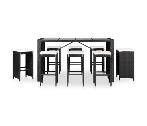 Juego de comedor de jardín 9 piezas ratán sintético negro
