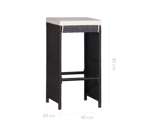 Juego de comedor de jardín 9 piezas ratán sintético negro