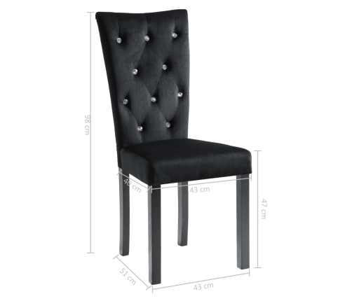 Silla de comedor 6 unidades terciopelo negro