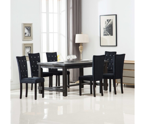 Silla de comedor 6 unidades terciopelo negro