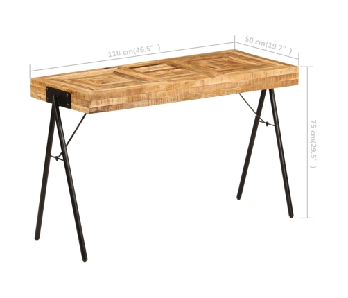 Escritorio de madera maciza de mango 118x50x75 cm