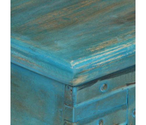 Baúl de almacenamiento madera maciza mango azul 100x40x41 cm