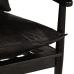 Sillón de cuero auténtico negro con madera de acacia