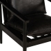 Sillón de cuero auténtico negro con madera de acacia