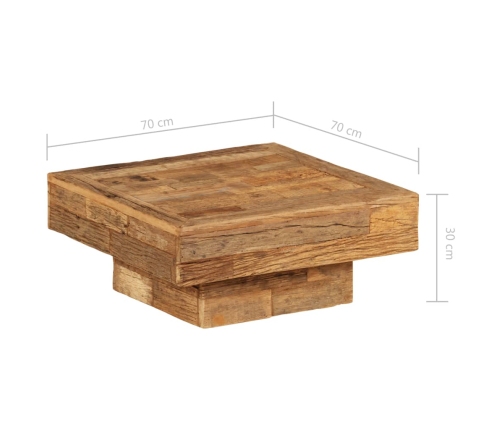 Mesa de centro de madera maciza reciclada 70x70x30 cm