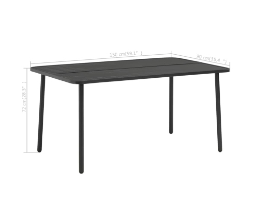 Mesa de jardín de acero gris oscuro 150x90x72 cm